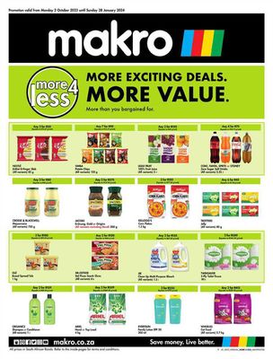 Groceries offers | More 4 Less, More Value in Makro | 2023/10/03 - 2024/01/28