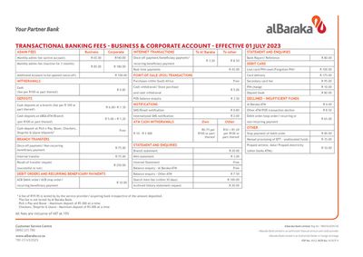 al Baraka Bank catalogue | Transactional Banking Fees Business | 2023/10/31 - 2023/12/31