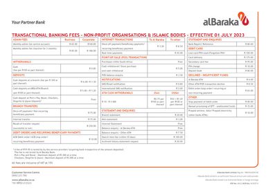 al Baraka Bank catalogue | Transactional Banking Fees Non Profit | 2023/10/31 - 2023/12/31
