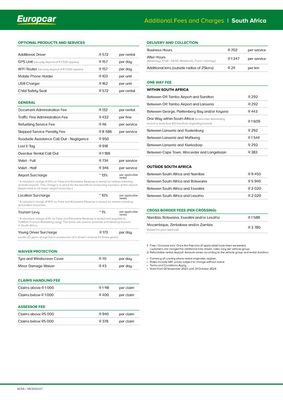 Europcar catalogue | Additional Fees And Charges | 2023/11/02 - 2024/10/31