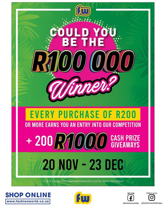 Fashion World catalogue | Could You Be The R100 000 Winner ? | 2023/11/21 - 2023/12/23