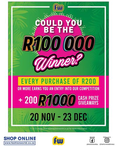 Black Friday offers | Could You Be The R100 000 Winner ? in Fashion World | 2023/11/21 - 2023/12/23