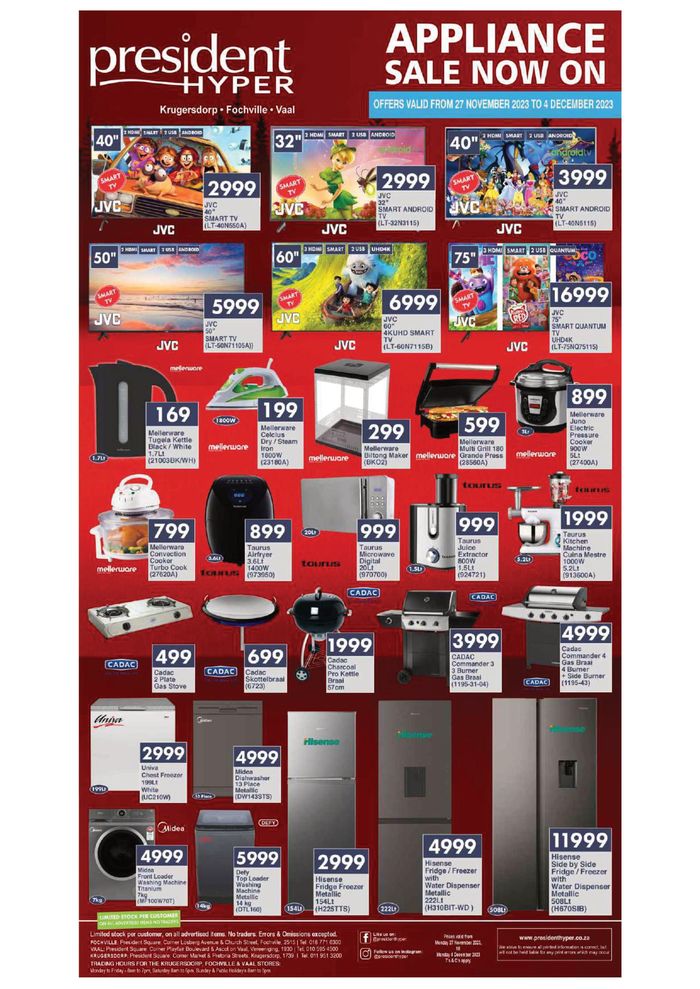 President Hyper catalogue | President Hyper Appliance Sale  | 2023/11/30 - 2023/12/04