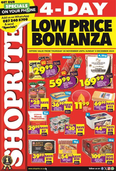 Shoprite catalogue | Weekend Bonanza Deals | 2023/11/30 - 2023/12/03