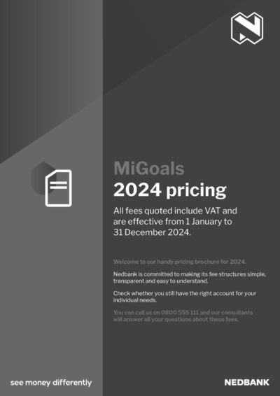 Nedbank catalogue in Johannesburg | MiGoals pricing guide 2024 | 2024/01/01 - 2024/12/31