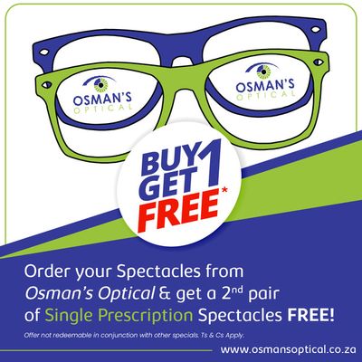 Beauty & Pharmacy offers in Meyerton | Buy 1 Get 1 Free in Osman's Optical | 2024/01/04 - 2024/06/30