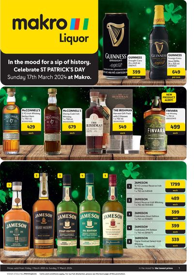 Makro catalogue in Johannesburg | Makro Liquor : St Patrick's Day | 2024/03/01 - 2024/03/17