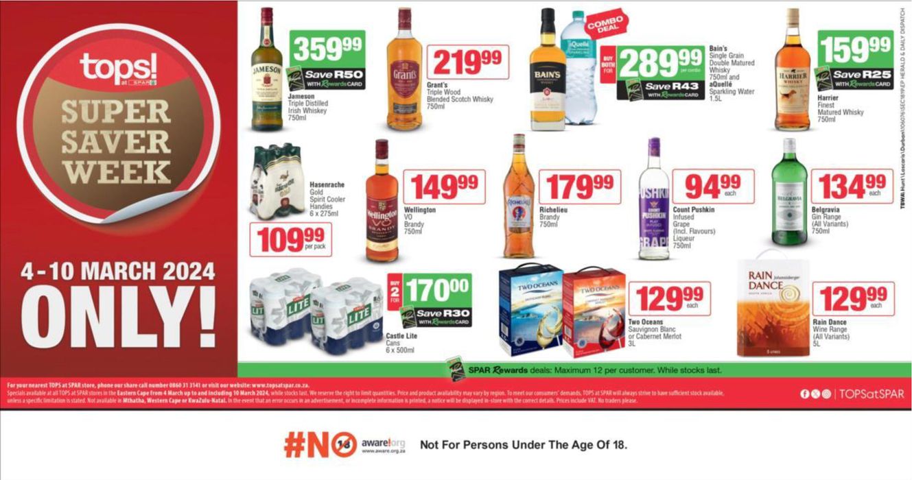 Tops Spar Ngcobo R61 Entrance to Engcobo Trading Hours & Specials