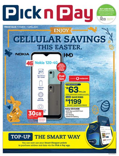 Pick n Pay catalogue in Vereeniging | Pick n Pay Cellullar Savings This Easter. | 2024/03/11 - 2024/04/07