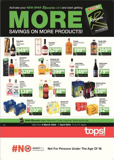 Groceries offers in Reitz | Spar Tops Specials in Tops Spar | 2024/03/12 - 2024/04/01