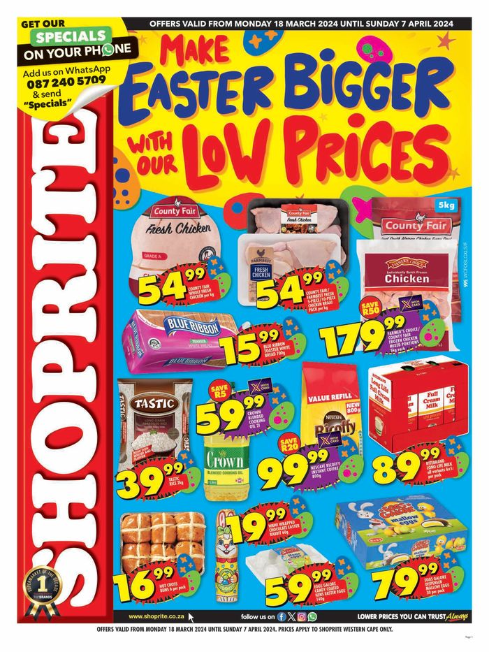 Shoprite catalogue in Bellville | Shoprite Easter Deals Western Cape 18 March - 7 April | 2024/03/18 - 2024/04/07
