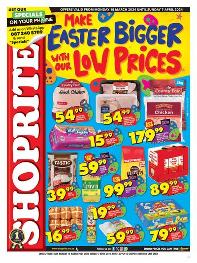 Groceries offers in Bellville | Shoprite Easter Deals Western Cape 18 March - 7 April in Shoprite | 2024/03/18 - 2024/04/07