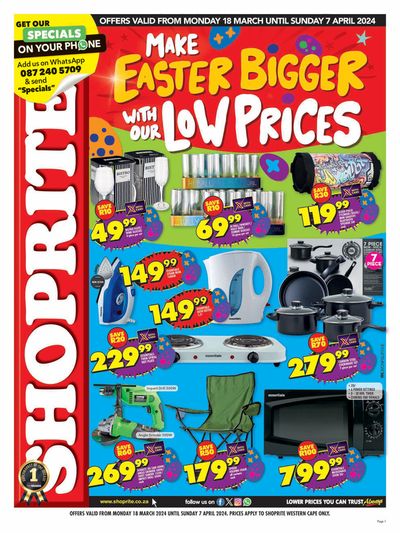 Shoprite catalogue in Langa | Shoprite Make Easter Bigger With Our Low Price | 2024/03/18 - 2024/04/07