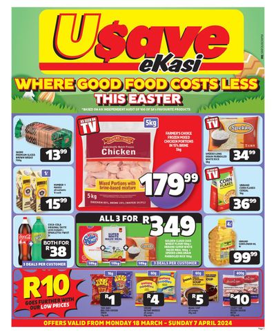 Usave catalogue | Usave Where Good Food Costs Less This Eeaster | 2024/03/18 - 2024/04/07