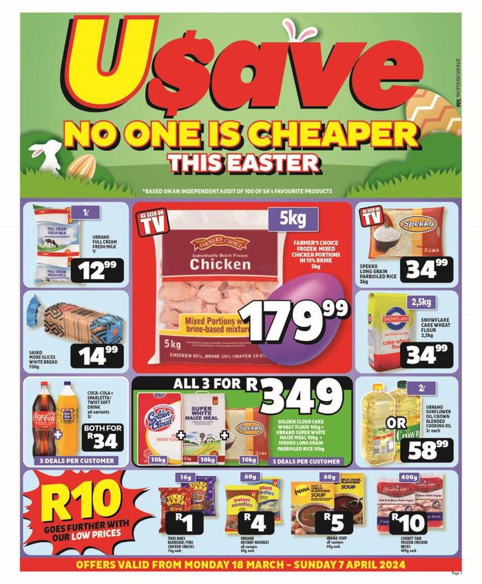 Usave catalogue in Gansbaai | Usave No One Is Cheaper This Easter | 2024/03/18 - 2024/04/07