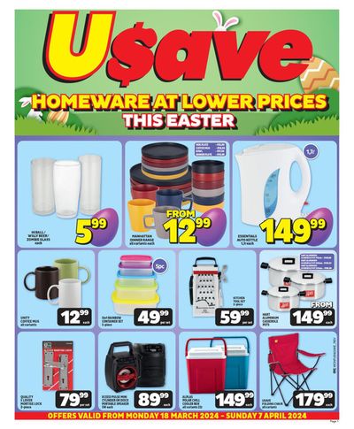 Usave catalogue in Paarl | Usave Homeware At Lower Price This Easter | 2024/03/18 - 2024/04/07