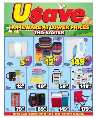 Usave catalogue | Usave Homeware At Lower Price This Easter | 2024/03/18 - 2024/04/07