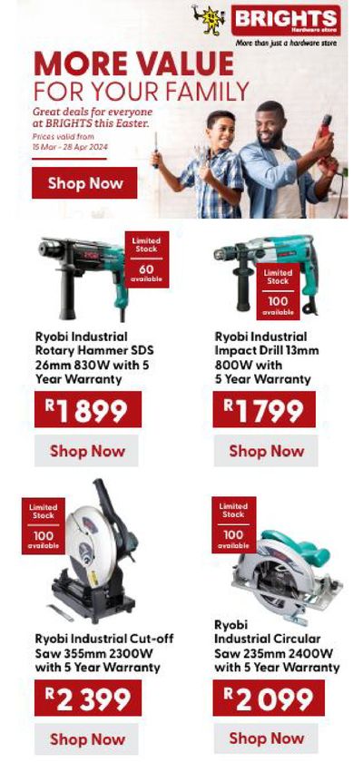 Brights Hardware catalogue in Durbanville | sale | 2024/03/21 - 2024/04/28