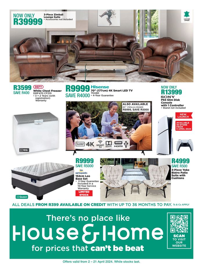 House & Home catalogue in Port Elizabeth | Promotions House & Home 02 -21 April | 2024/04/02 - 2024/04/21
