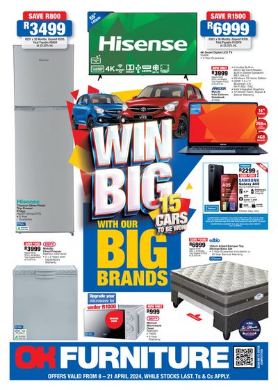 Home & Furniture offers in Kempton Park | Win big with our big brands in OK Furniture | 2024/04/08 - 2024/04/21