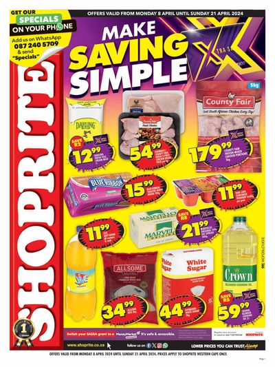 Shoprite catalogue | Shoprite Xtra Savings Western Cape 8 April - 21 April | 2024/04/08 - 2024/04/21