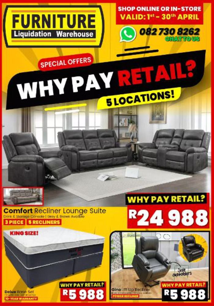 Furniture Liquidation Warehouse catalogue in Johannesburg | sale | 2024/04/08 - 2024/04/30