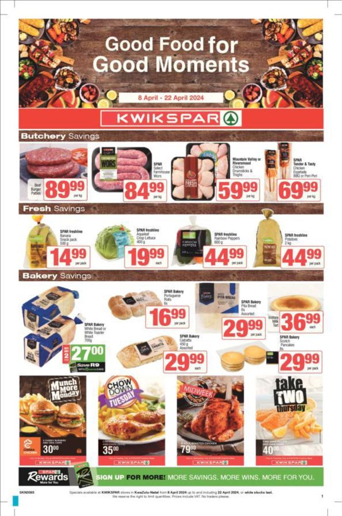KwikSpar catalogue in Pietermaritzburg | Good Food For Good Moments | 2024/04/09 - 2024/04/22
