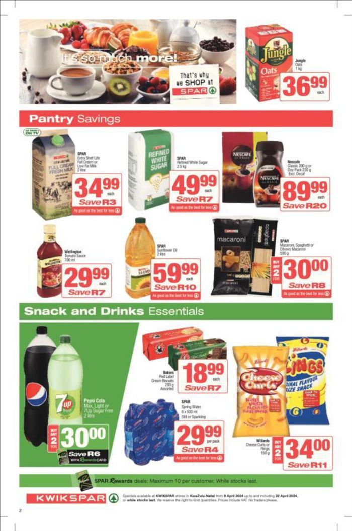 KwikSpar catalogue in Pinetown | Good Food For Good Moments | 2024/04/09 - 2024/04/22
