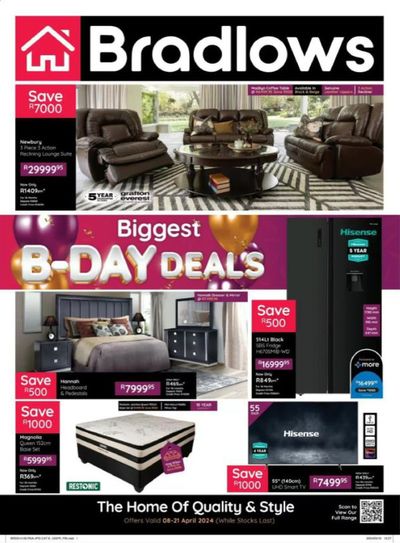 Home & Furniture offers | sale in Bradlows | 2024/04/11 - 2024/04/21