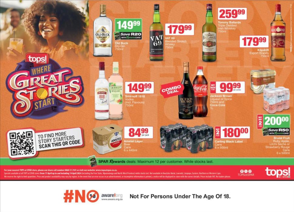 Tops Spar catalogue in Bloemfontein | Spar Tops - More Savings On More Products! | 2024/04/12 - 2024/05/07