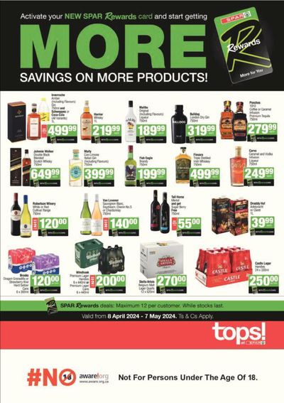 Groceries offers in Schweizer-Reneke | Spar Tops - More Savings On More Products! in Tops Spar | 2024/04/12 - 2024/05/07