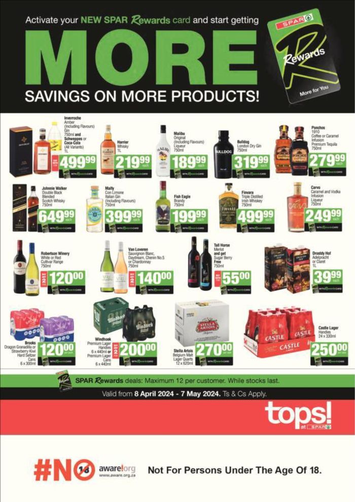 Tops Spar catalogue in Acornhoek | Spar Tops - More Savings On More Products! | 2024/04/12 - 2024/05/07