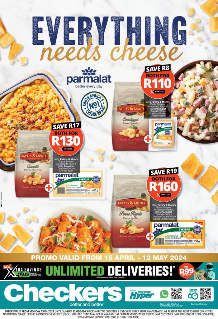 Checkers Hyper catalogue in Umhlanga Rocks | Checkers Pasta & Cheese Promotion 15 April - 12 May | 2024/04/15 - 2024/05/12
