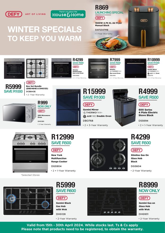 House & Home catalogue in Westville | Promotions House & Home Until 30 April | 2024/04/16 - 2024/04/30