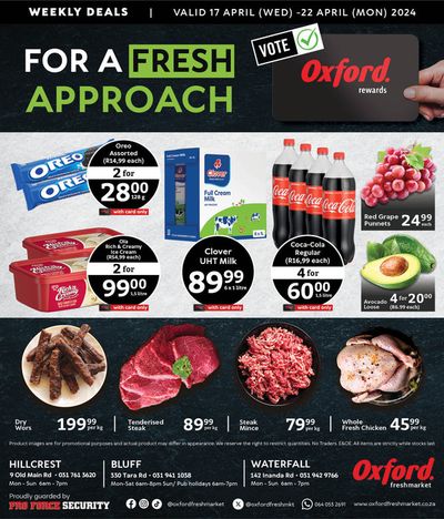 Oxford Freshmarket catalogue in Durban | Oxford Freshmarket promotion 17 - 22 April 2024 | 2024/04/17 - 2024/04/22