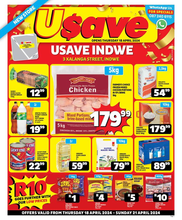 Usave catalogue in Mossel Bay | Usave Indwe Store Opening Leaflet Until 21 April 2024 | 2024/04/19 - 2024/04/21