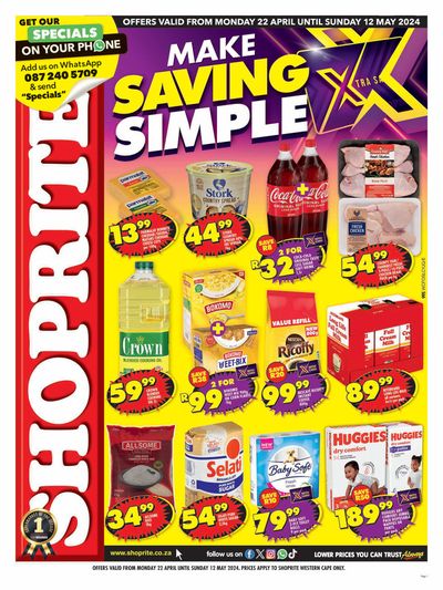 Groceries offers | Shoprite Xtra Savings Western Cape 22 April - 12 May in Shoprite | 2024/04/22 - 2024/05/12
