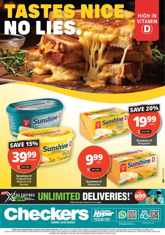 Checkers Hyper catalogue in Port Elizabeth | Checkers Sunshine D Promotion 22 April - 19 May | 2024/04/22 - 2024/05/19