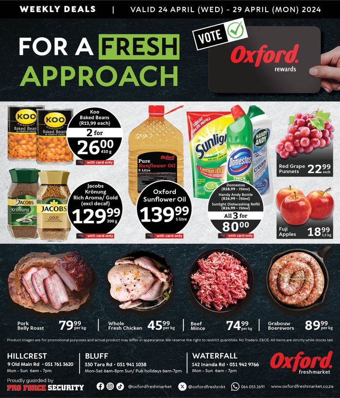 Oxford Freshmarket catalogue in Hillcrest | Oxford Freshmarket promotion | 2024/04/24 - 2024/04/29