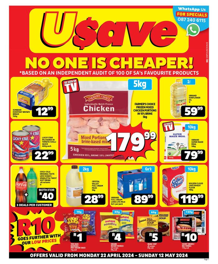 Usave catalogue in Springs | Usave Month End Leaflet Gauteng 22 April - 12 May 2024 | 2024/04/24 - 2024/05/12