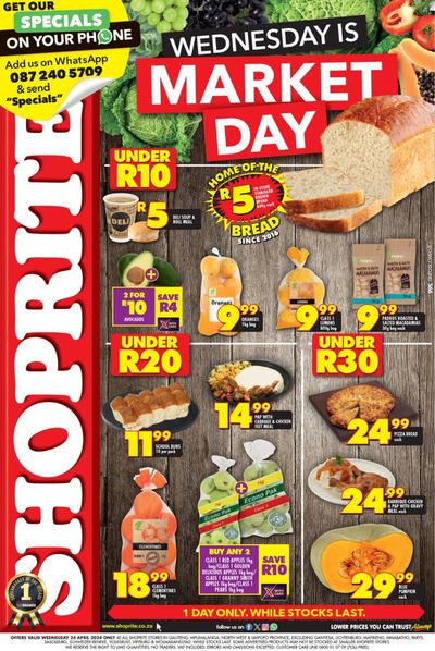 Shoprite catalogue in Johannesburg | Shoprite Market Day Deals Valid 24 April | 2024/04/24 - 2024/04/24