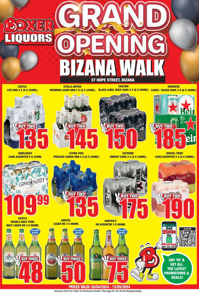 Boxer Liquors catalogue in Port Elizabeth | Bizana Walk Liquor Grand Opening | 2024/04/26 - 2024/05/12