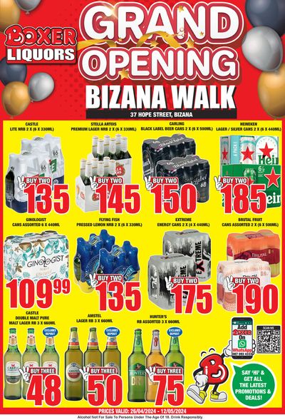 Groceries offers in Cofimvaba | Bizana Walk Liquor Grand Opening in Boxer Liquors | 2024/04/26 - 2024/05/12