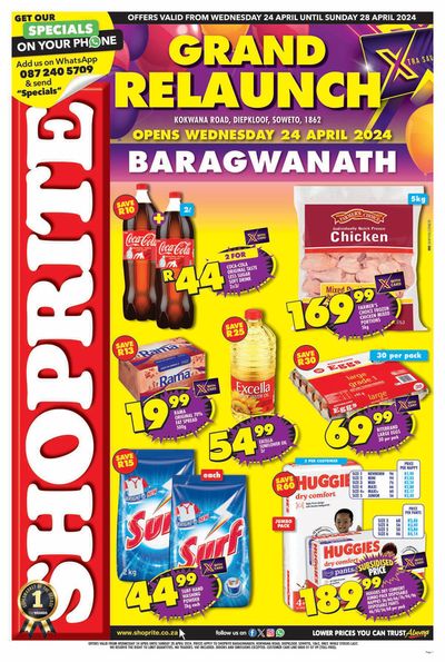 Groceries offers in Thohoyandou | Shoprite Grand Relaunch Baragwanath until 28 April in Shoprite | 2024/04/25 - 2024/04/28