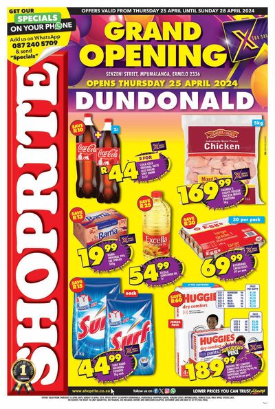 Groceries offers in Bochum | Shoprite Grand Opening Dundonald 25 April - 28 April in Shoprite | 2024/04/25 - 2024/04/28
