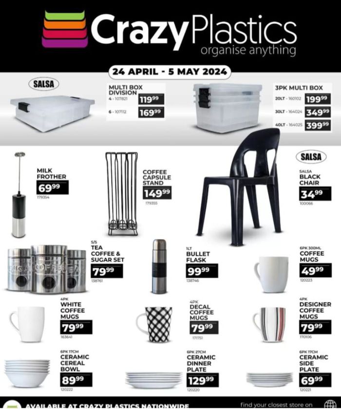 Crazy Plastics catalogue in Bloemfontein | sale | 2024/04/25 - 2024/04/30