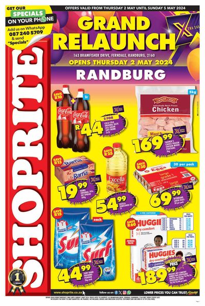 Shoprite catalogue in Rustenburg | Shoprite Grand Relaunch Randburg Leaflet  | 2024/05/03 - 2024/05/05