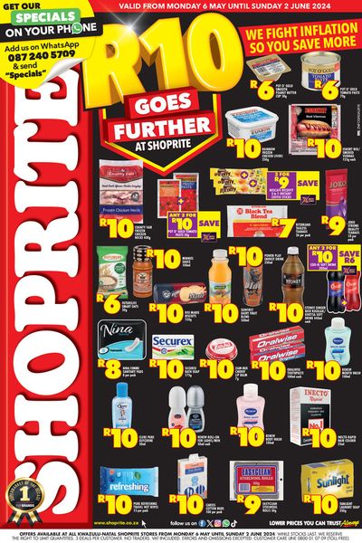 Shoprite catalogue in Dundee | Shoprite R10 Goes Further KwaZulu-Natal until 2 June | 2024/05/08 - 2024/06/02