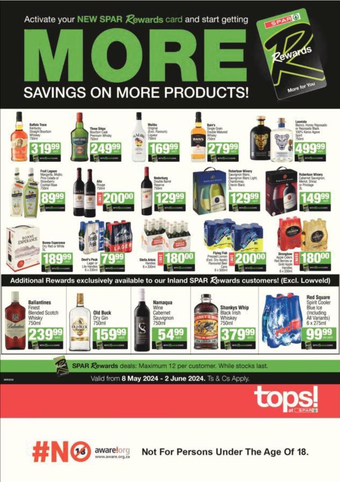 Tops Spar catalogue in Potchefstroom | Spar Tops Specials | 2024/05/10 - 2024/06/02