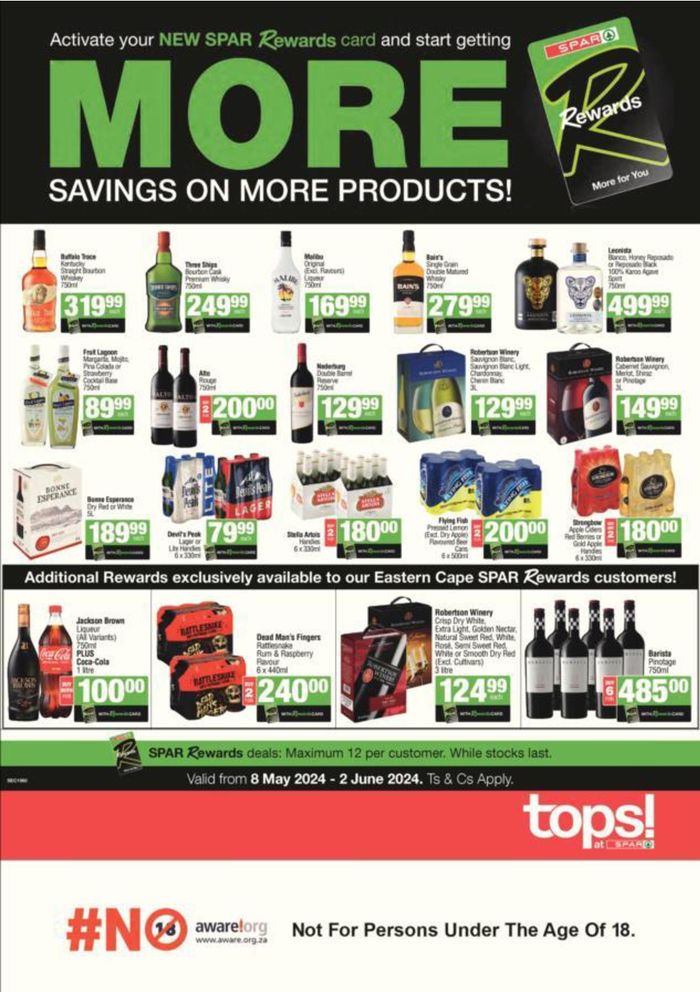 Tops Spar catalogue in King William's Town | Spar Tops Specials | 2024/05/10 - 2024/06/02